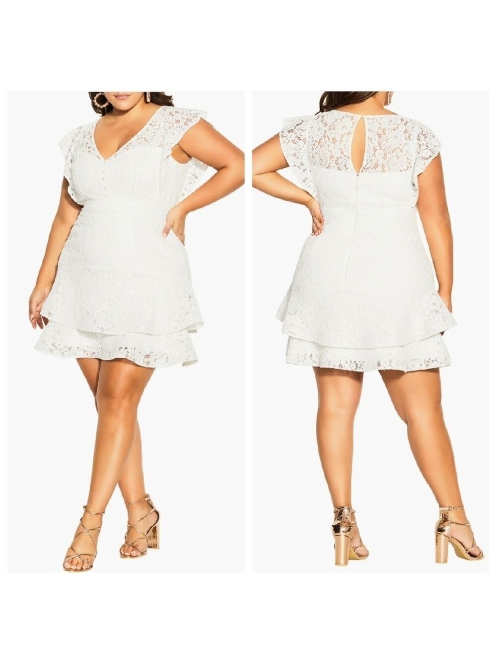 NWT City Chic 14 XS XL Sienna Lace Tiered Dress